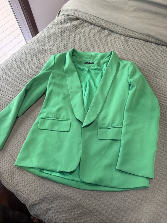 SHEIN Jackets & Blazers - SHEIN Bright Green Shawl Collar Blazer